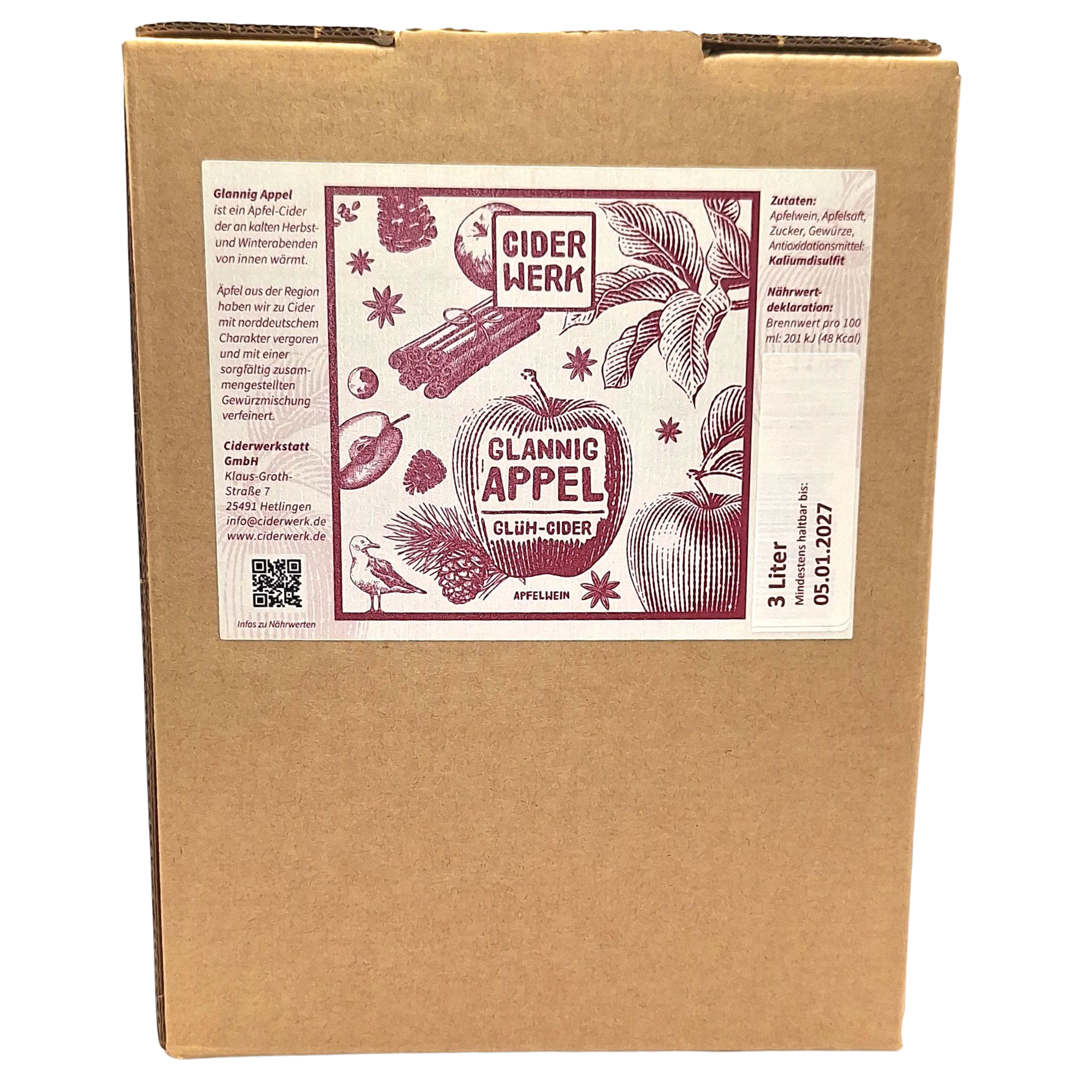 Ciderwerk Glannig Appel Glüh-Cider 3 Liter Bag-in-Box